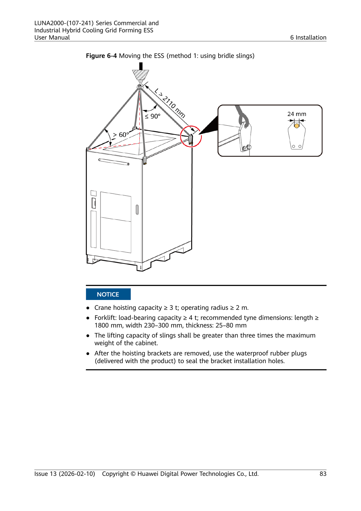 Huawei LUNA2000-241-2S1 — lifting/moving the ESS