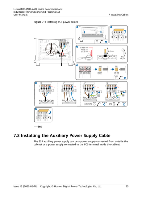 Huawei LUNA2000-241-2S1 — installing PCS power cables / cable entry