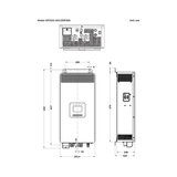 EPEVER HP3522-AH1250P20A გაბარიტული ნახაზი, 654 × 291.4 × 163 მმ